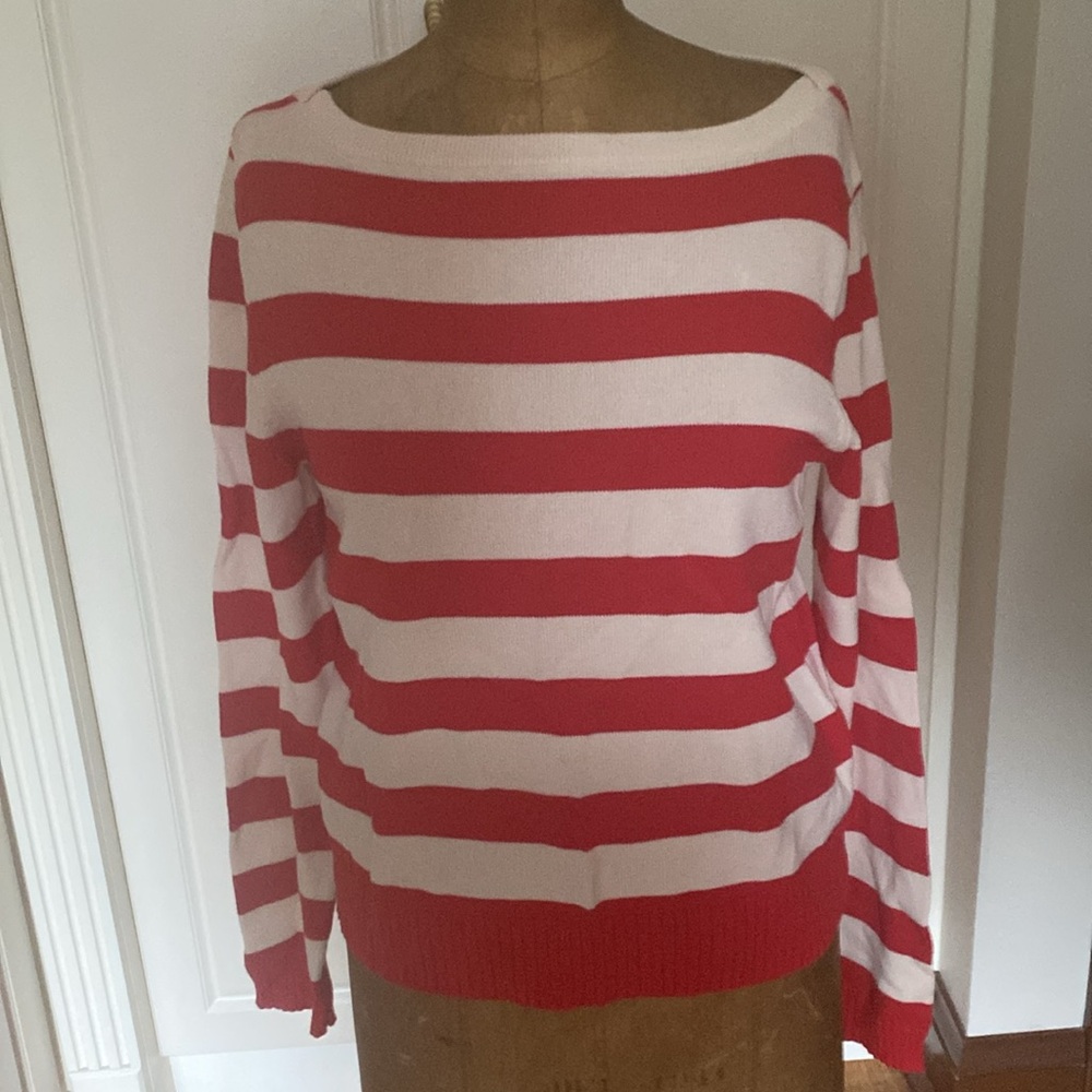 ANNE KLEIN STRIPED SWEATER Sz L.